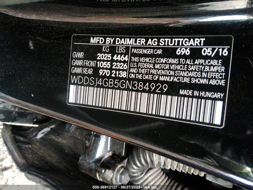 2016 MERCEDES-BENZ CLA CLA 250 - WDDSJ4GB5GN384929