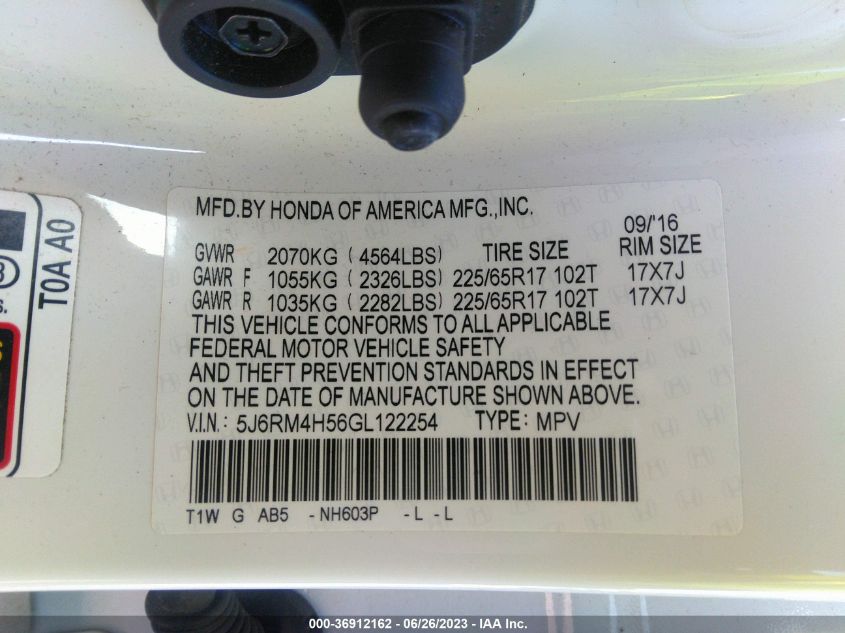 2016 HONDA CR-V EX - 5J6RM4H56GL122254