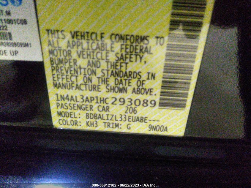 2017 NISSAN ALTIMA 2.5 SV - 1N4AL3AP1HC293089