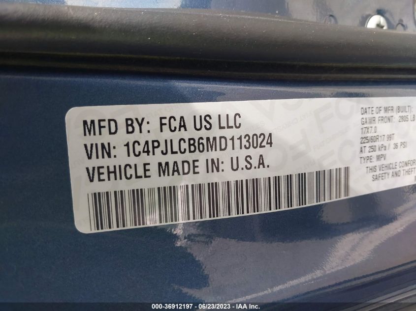 2021 JEEP CHEROKEE LATITUDE - 1C4PJLCB6MD113024