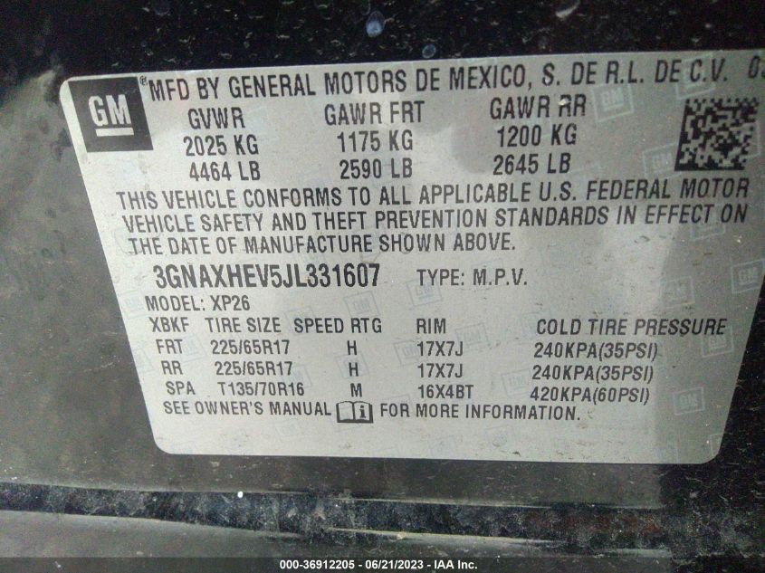 2018 CHEVROLET EQUINOX LS - 3GNAXHEV5JL331607