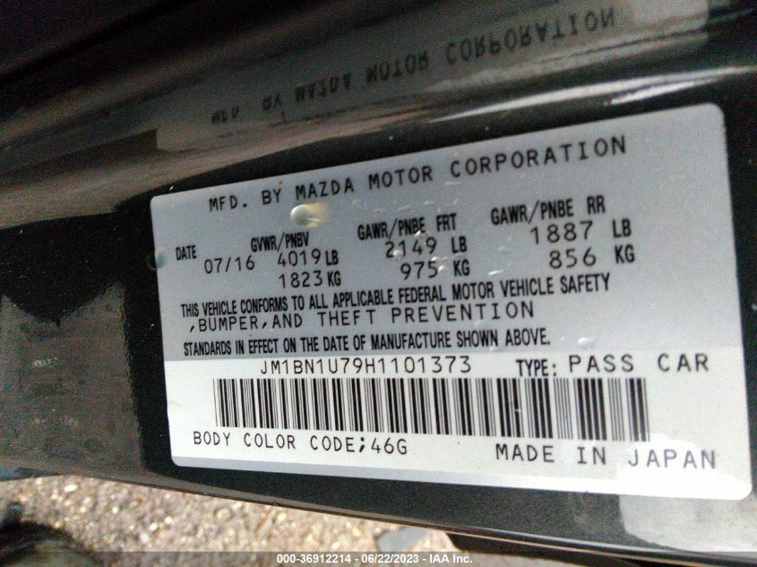 2017 MAZDA MAZDA3 4-DOOR SPORT JM1BN1U79H1101373
