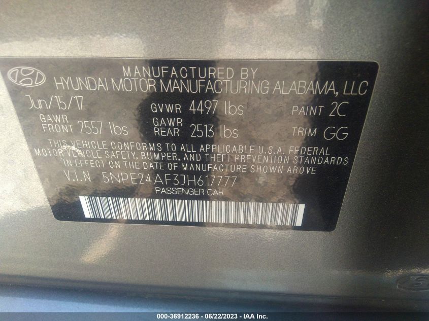 2018 HYUNDAI SONATA SE - 5NPE24AF3JH617777