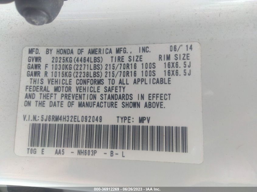 2014 HONDA CR-V LX - 5J6RM4H32EL092049