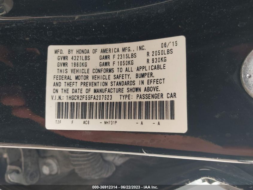 2015 HONDA ACCORD SEDAN SPORT - 1HGCR2F55FA207523