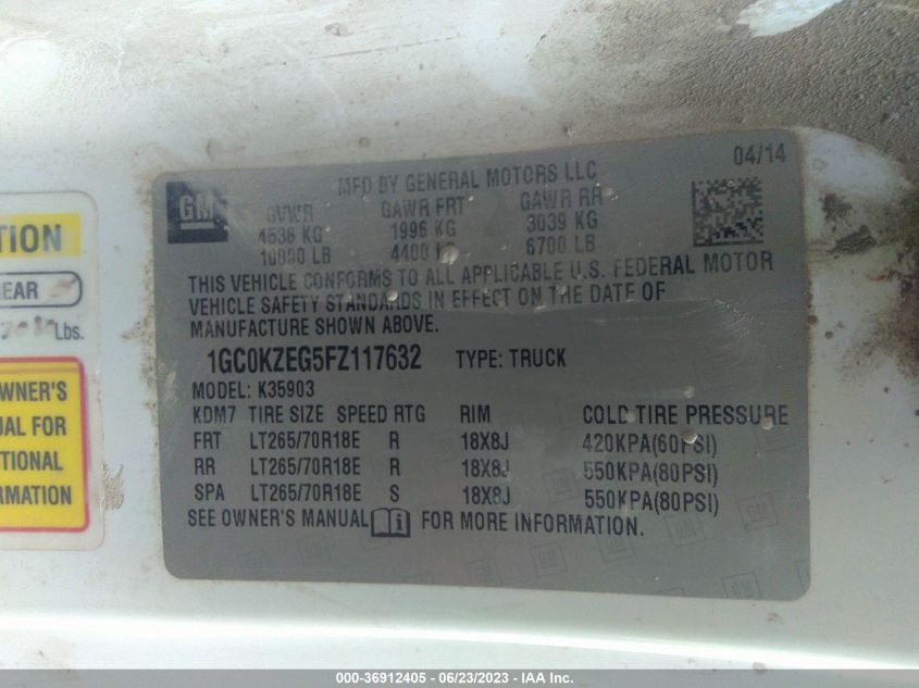 2015 CHEVROLET SILVERADO 3500HD LT 1GC0KZEG5FZ117632