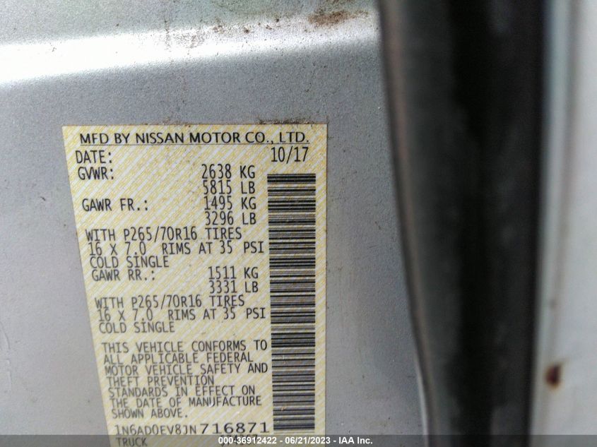 2018 NISSAN FRONTIER SV V6 - 1N6AD0EV8JN716871