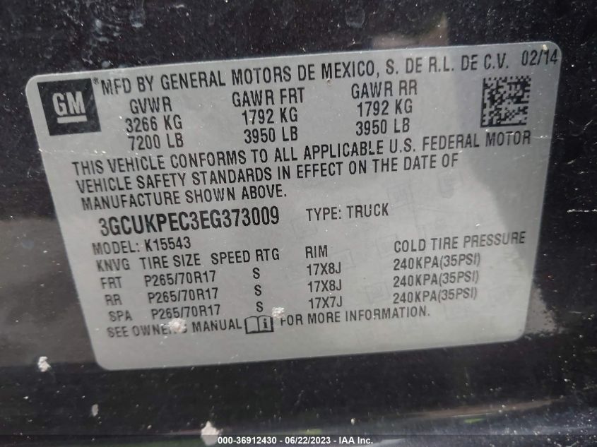 2014 CHEVROLET SILVERADO 1500 WORK TRUCK - 3GCUKPEC3EG373009