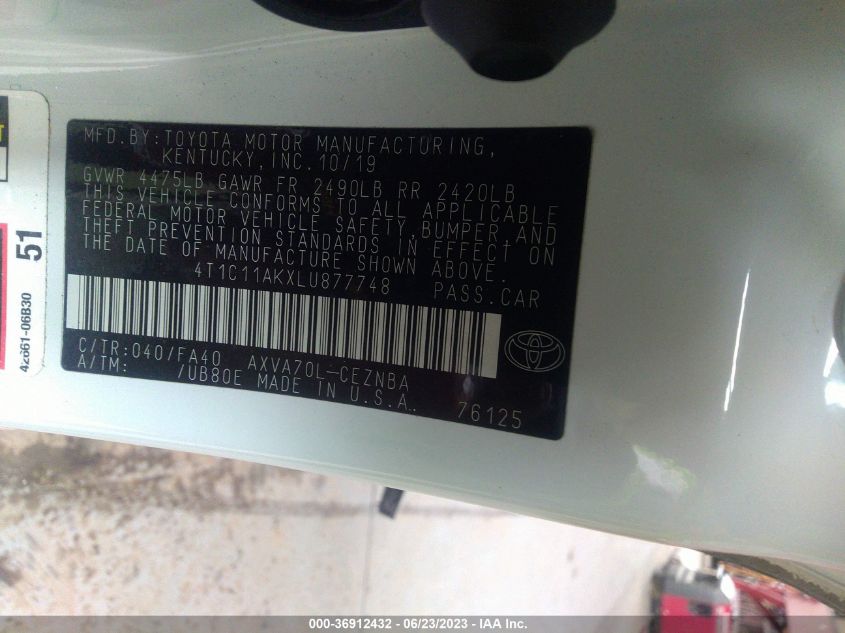 2020 TOYOTA CAMRY LE - 4T1C11AKXLU877748