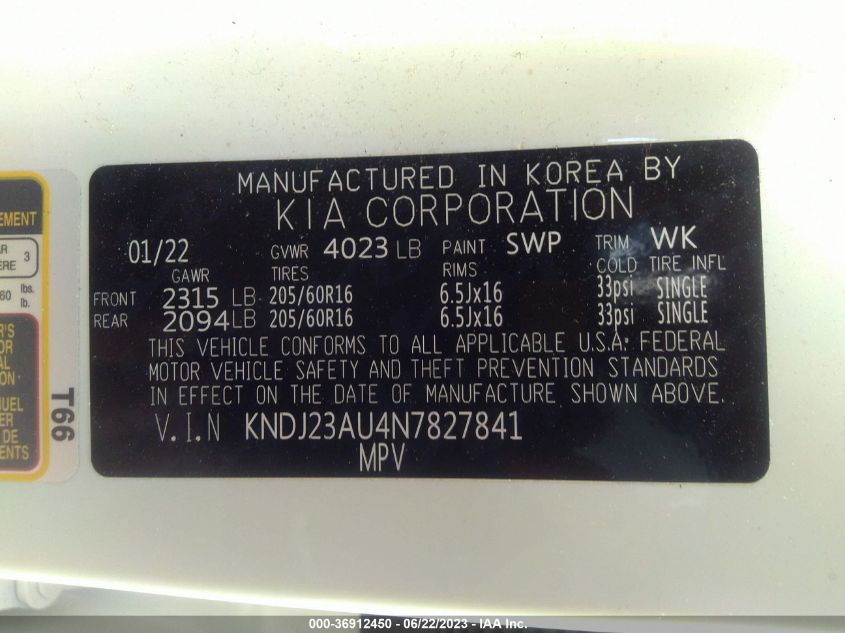2022 KIA SOUL LX/X LINE/S - KNDJ23AU4N7827841