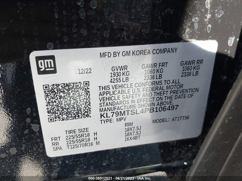 VIN KL79MTSL4PB106497 2023 CHEVROLET TRAILBLAZER RS