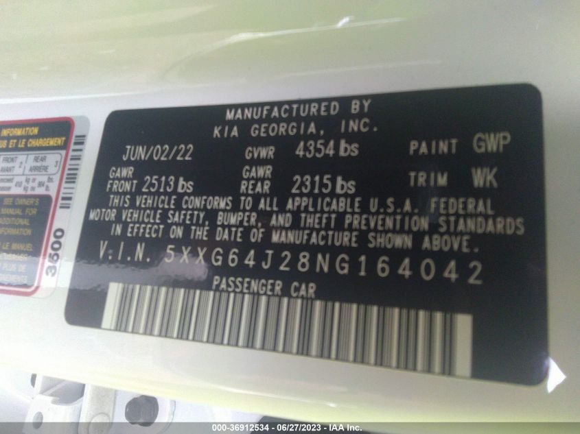 2022 KIA K5 GT LINE - 5XXG64J28NG164042