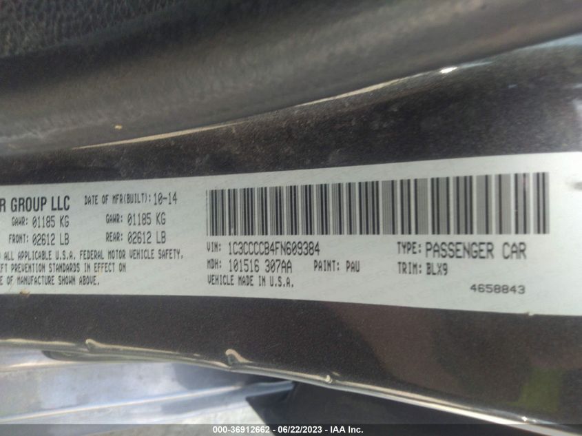 2015 CHRYSLER 200 C - 1C3CCCCB4FN609384