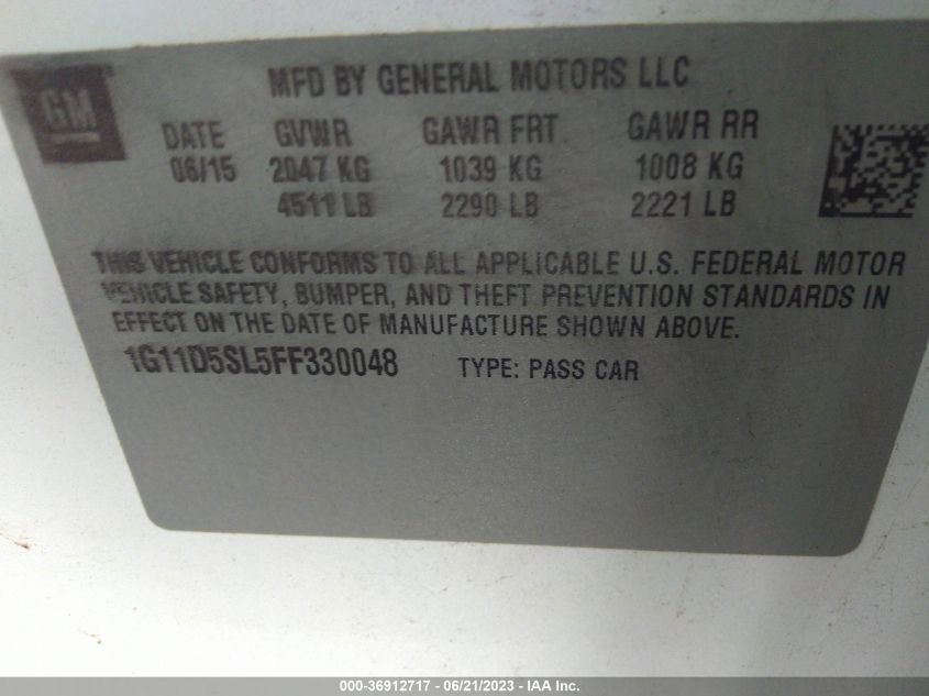 2015 CHEVROLET MALIBU LT - 1G11D5SL5FF330048