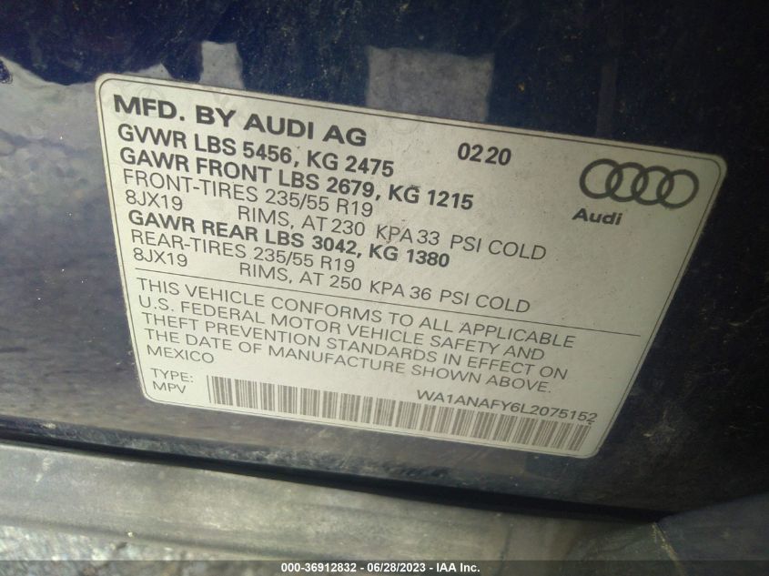 2020 AUDI Q5 PREMIUM/TITANIUM PREMIUM - WA1ANAFY6L2075152