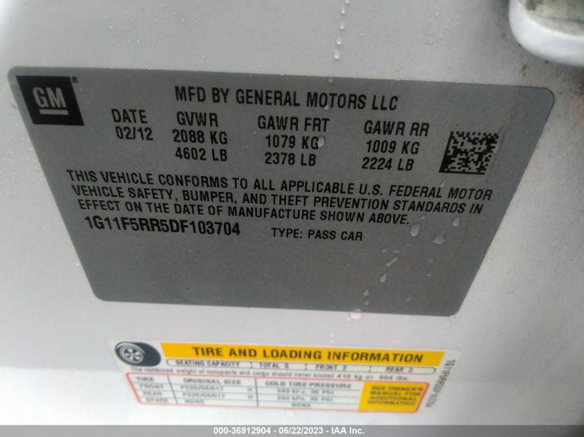 2013 CHEVROLET MALIBU ECO - 1G11F5RR5DF103704