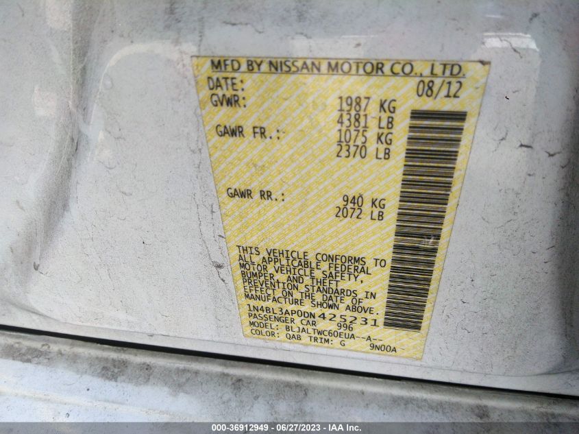 2013 NISSAN ALTIMA 3.5 SV - 1N4BL3AP0DN425231