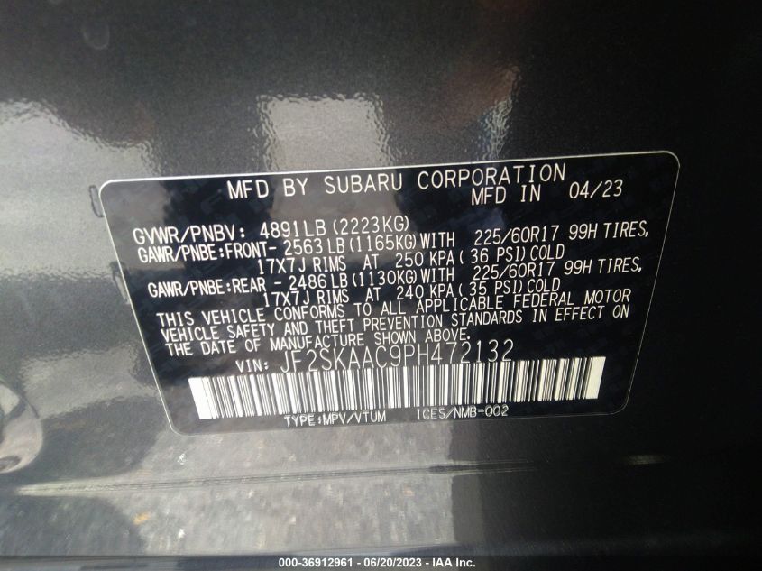 2023 SUBARU FORESTER - JF2SKAAC9PH472132