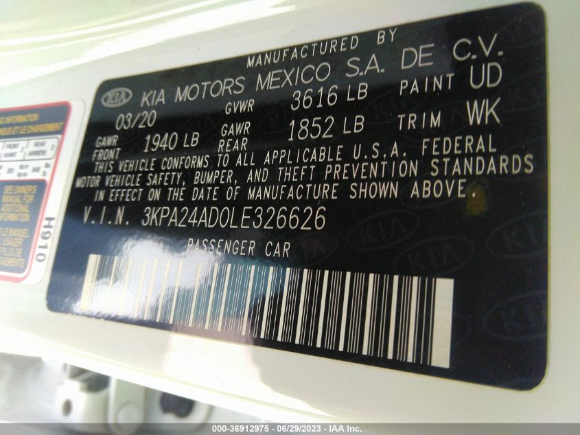 2020 KIA RIO LX/S - 3KPA24AD0LE326626