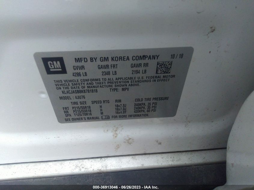2019 BUICK ENCORE PREFERRED - KL4CJASB8KB781818