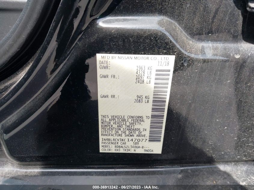 2019 NISSAN ALTIMA 2.5 SR - 1N4BL4CV3KC147077