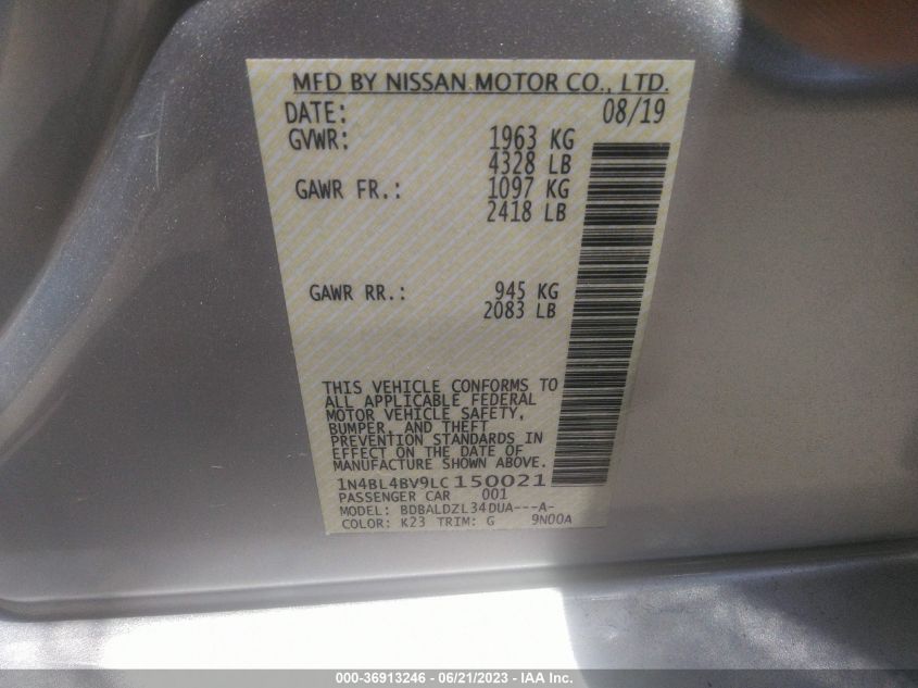 2020 NISSAN ALTIMA 2.5 S - 1N4BL4BV9LC150021