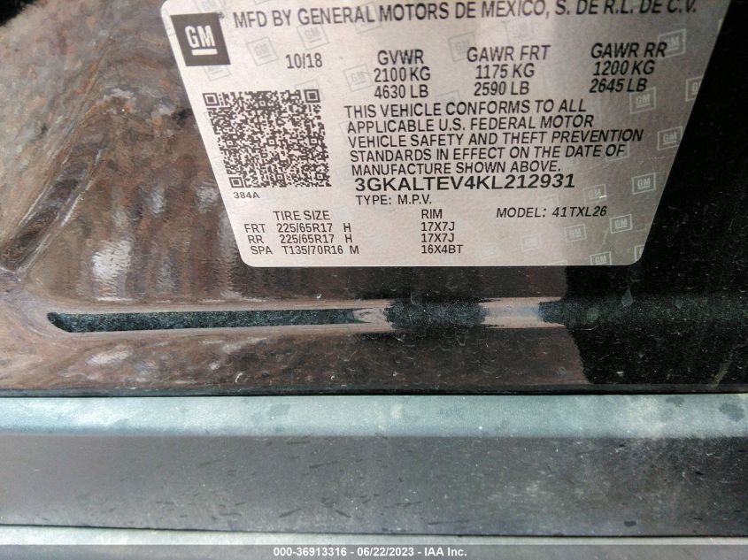 2019 GMC TERRAIN SLE - 3GKALTEV4KL212931