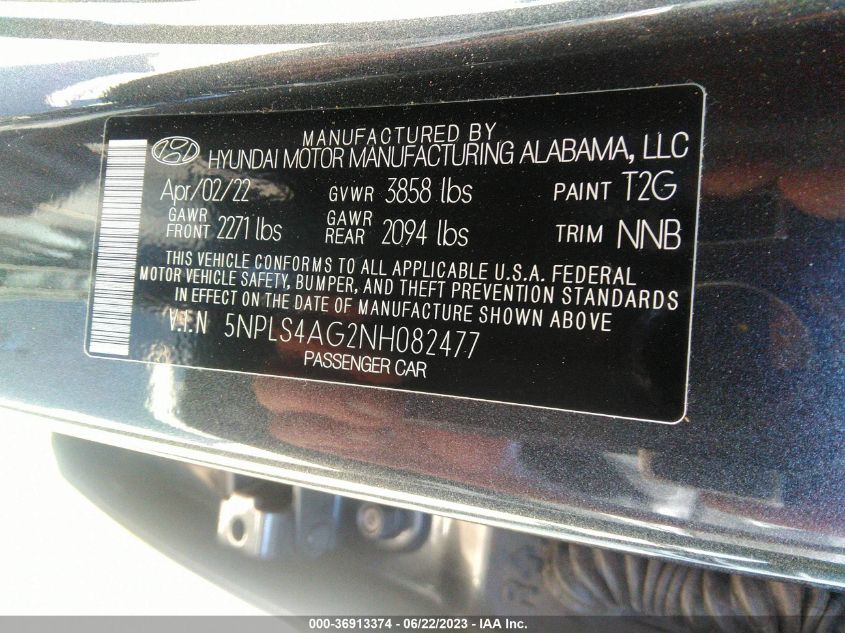 2022 HYUNDAI ELANTRA SEL - 5NPLS4AG2NH082477
