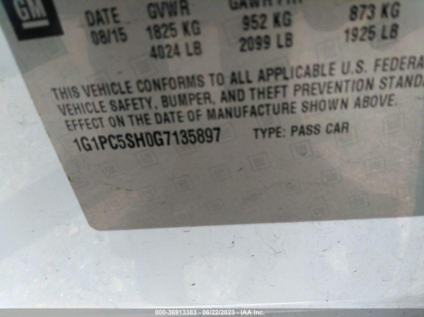 2016 CHEVROLET CRUZE LIMITED LS - 1G1PC5SH0G7135897