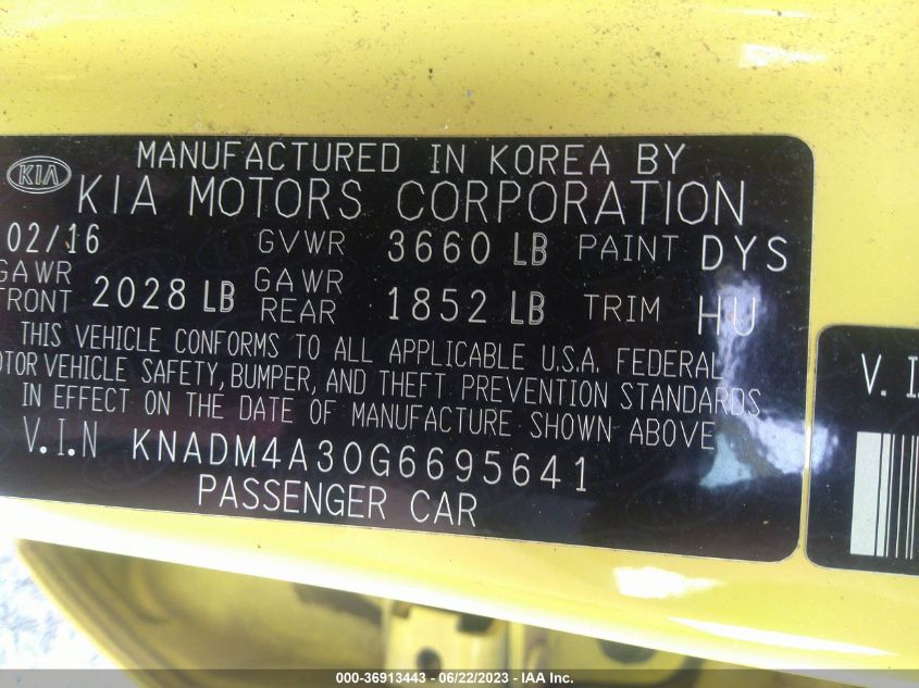 2016 KIA RIO LX - KNADM4A30G6695641