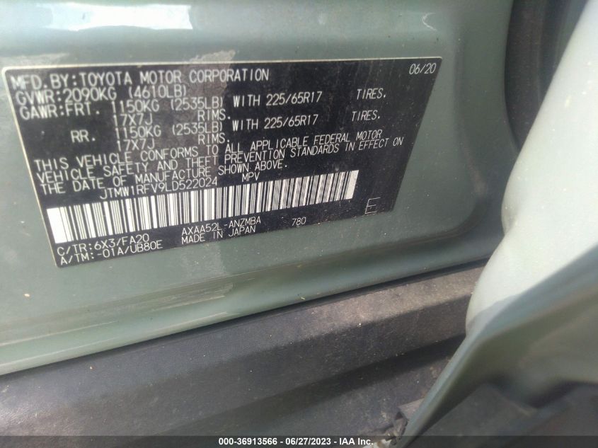 2020 TOYOTA RAV4 XLE - JTMW1RFV9LD522024