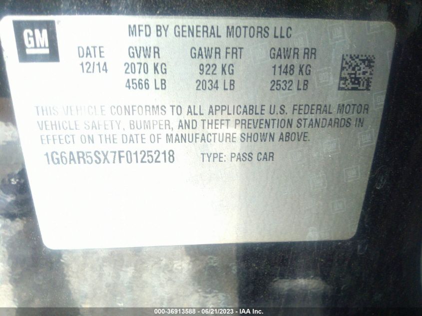 2015 CADILLAC CTS SEDAN LUXURY RWD - 1G6AR5SX7F0125218