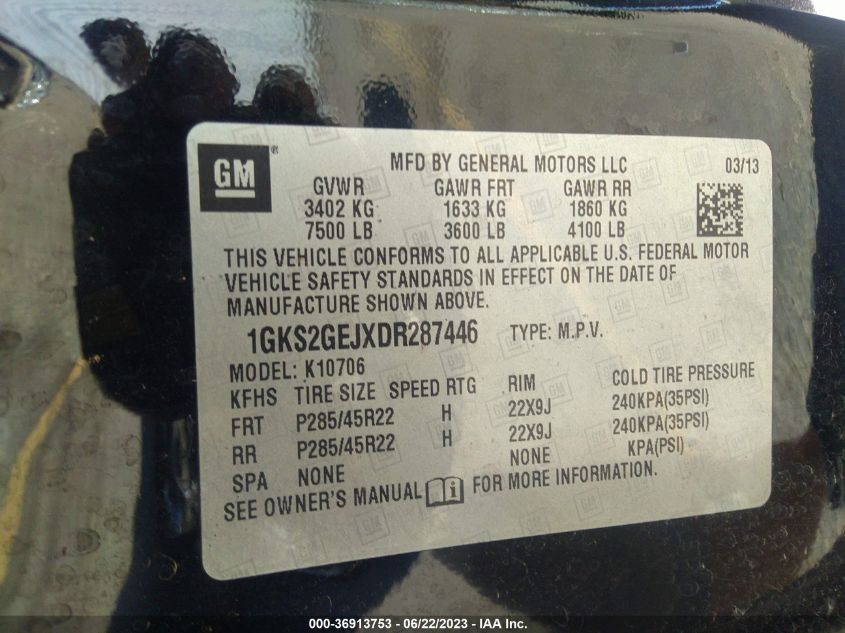 2013 GMC YUKON HYBRID DENALI - 1GKS2GEJXDR287446