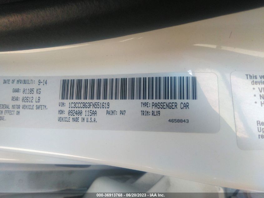 2015 CHRYSLER 200 S - 1C3CCCBG3FN551619