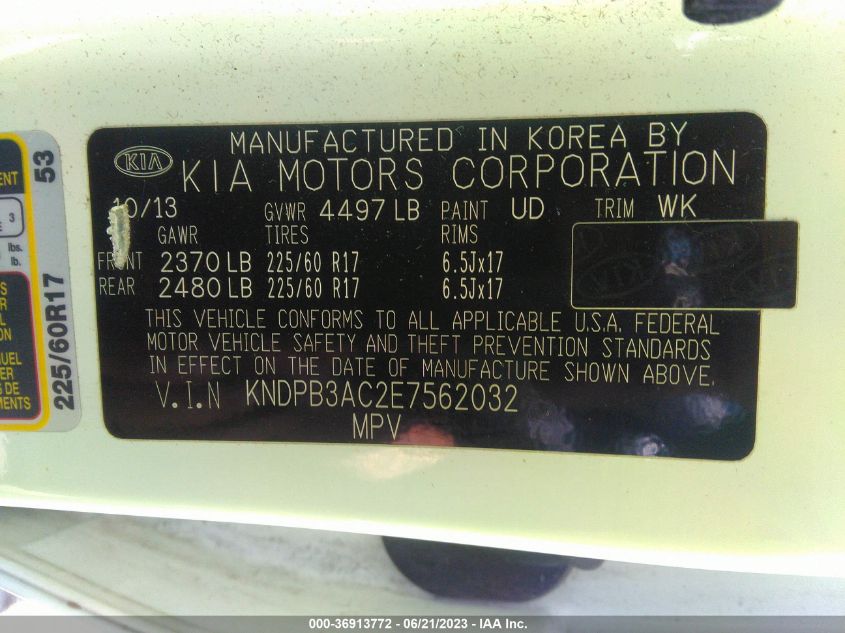 2014 KIA SPORTAGE LX - KNDPB3AC2E7562032