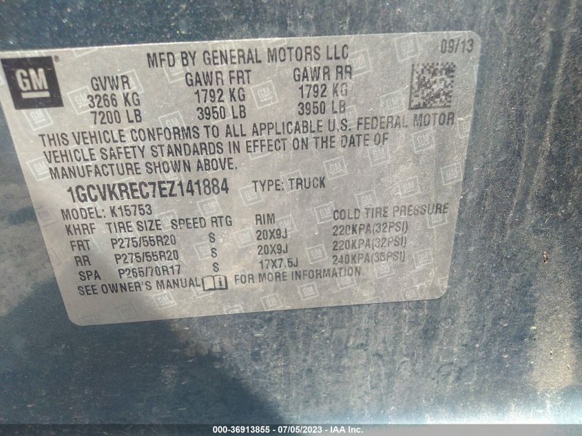 2014 CHEVROLET SILVERADO 1500 LT - 1GCVKREC7EZ141884