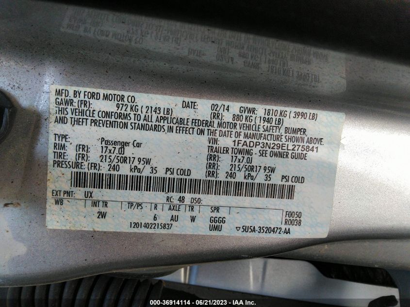 2014 FORD FOCUS TITANIUM - 1FADP3N29EL275841