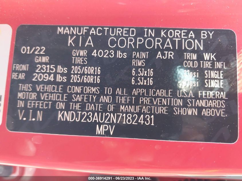 2022 KIA SOUL LX - KNDJ23AU2N7182431