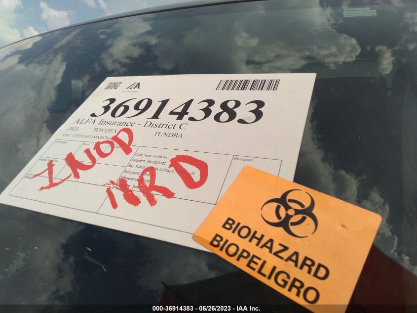 2021 TOYOTA TUNDRA SR5 5TFDY5F11MX967656