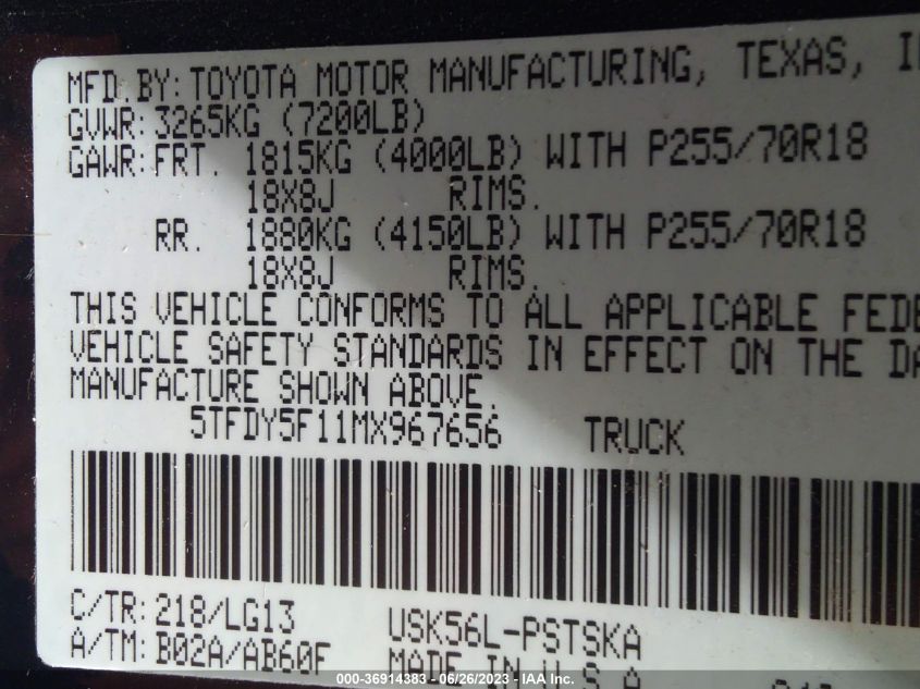 2021 TOYOTA TUNDRA SR5 5TFDY5F11MX967656