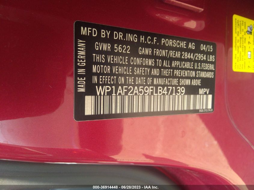 2015 PORSCHE MACAN TURBO - WP1AF2A59FLB47139