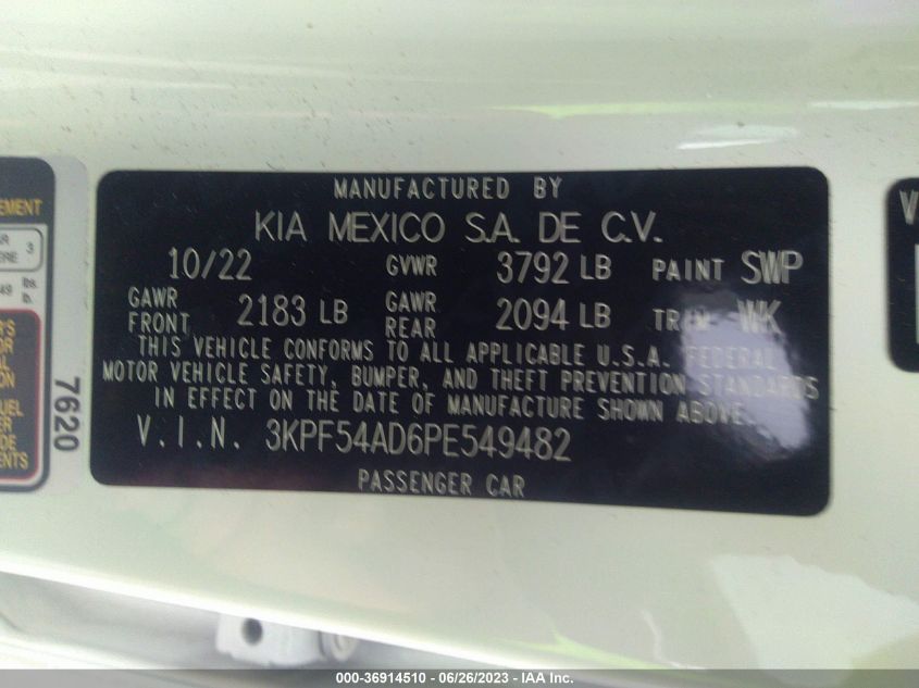 2023 KIA FORTE GT-LINE - 3KPF54AD6PE549482