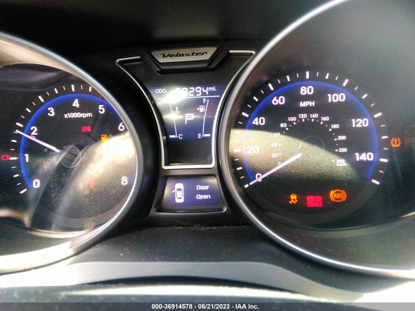 2013 HYUNDAI VELOSTER TURBO W/BLACK INT - KMHTC6AE3DU137395