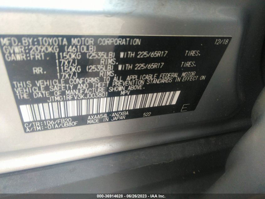 2019 TOYOTA RAV4 LE - JTMG1RFV3KJ003801