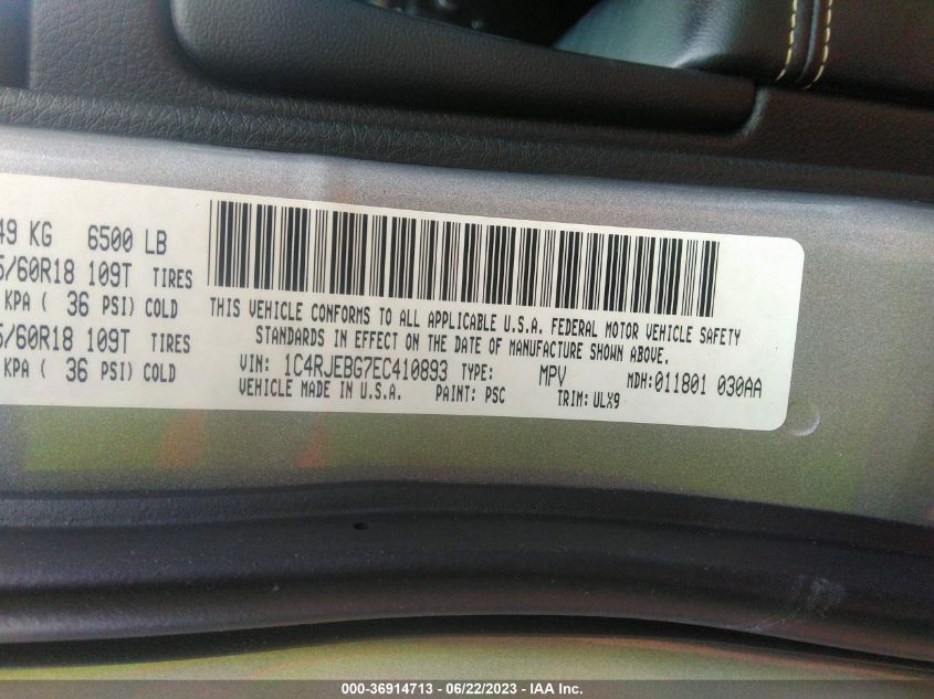 2014 JEEP GRAND CHEROKEE LIMITED - 1C4RJEBG7EC410893
