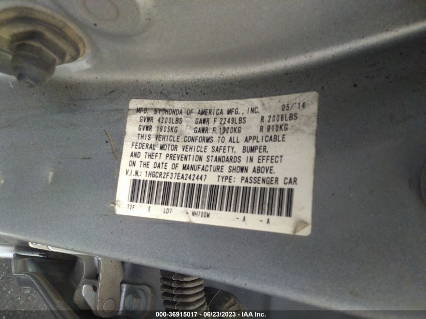2014 HONDA ACCORD SEDAN LX - 1HGCR2F37EA242447