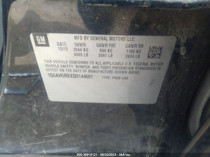 2013 CADILLAC ATS LUXURY - 1G6AH5RXXD0144691