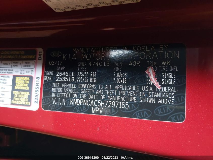 2017 KIA SPORTAGE EX - KNDPNCAC5H7297165