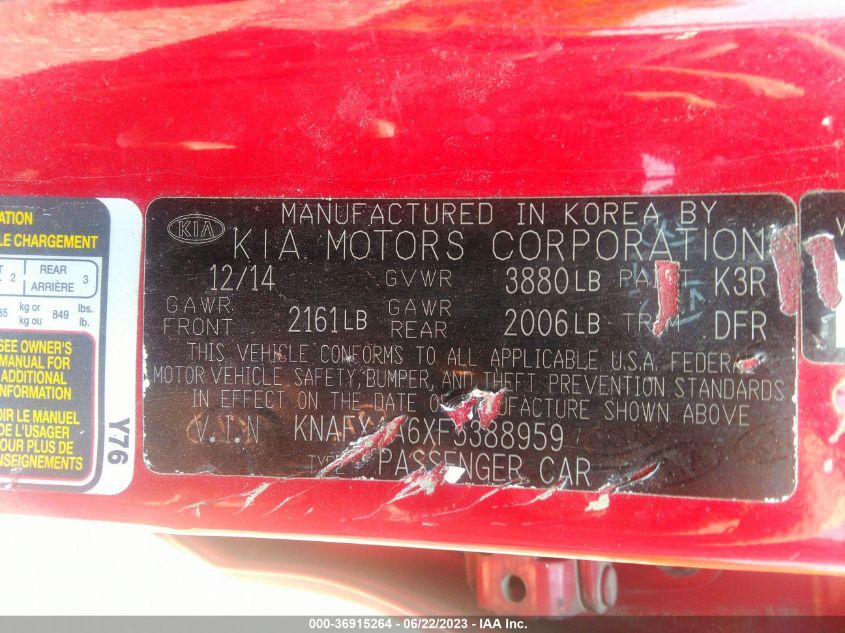 2015 KIA FORTE LX - KNAFX4A6XF5388959