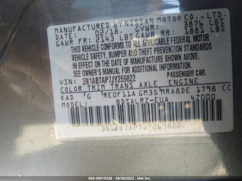 2018 NISSAN SENTRA SR - 3N1AB7AP7JY269822